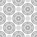 Seamless floral pattern. Black and white. Coloring book page. Royalty Free Stock Photo