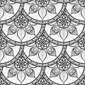 Seamless floral pattern. Black and white. Coloring book. Royalty Free Stock Photo