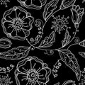 Seamless Floral Pattern. Black And White Graphics. Royalty Free Stock Photo