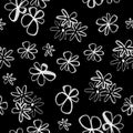 Seamless floral  pattern, black and white hand drawn, abstract flowers Royalty Free Stock Photo