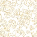 Seamless floral pattern with blooming roses and narcissus.