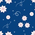 Seamless floral pattern on blue background