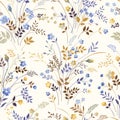 Seamless floral pattern with blue flowers