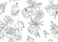 Seamless floral pattern - a bouquet of peonies