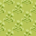 Seamless floral pattern with branch silhouettes in green and olive tones. Decorative simple backdrop Royalty Free Stock Photo