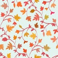 Seamless floral pattern with branches and leaves in autumn style, abstract texture, endless background. Vector Royalty Free Stock Photo