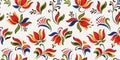 Seamless floral pattern with bright colorful flowers and tropic leaves on a white background. The elegant the template Royalty Free Stock Photo