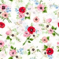 Seamless floral pattern with colorful flowers. Vector illustration Royalty Free Stock Photo