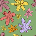 Seamless floral pattern with colorful lily.