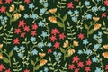 Seamless pattern with flower meadow. Vector. Royalty Free Stock Photo