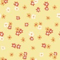 Seamless floral pattern, liberty ditsy print with small yellow flowers. Vector. Royalty Free Stock Photo