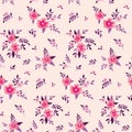 Seamless floral pattern, delicate flower print with small pink flowers on a light background. Vector ditsy design. Royalty Free Stock Photo