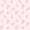 Seamless floral pattern, delicate ditsy print with cute daisies in pastel colors. Vector. Royalty Free Stock Photo