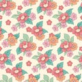 Seamless floral pattern, cute ditsy print with a retro motif: small daisy flowers in bouquets on a light background. Vector. Royalty Free Stock Photo