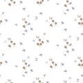 Seamless floral pattern with cute tiny small flowers on white.