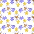 Seamless floral pattern: daffodils, periwinkle in vector