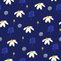 Seamless floral pattern with daisies. Vector daisy background Royalty Free Stock Photo