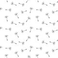 Seamless floral pattern of dandelion seeds