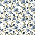 Seamless Floral Pattern Design, Vintage Botanical Repeat Pattern. Royalty Free Stock Photo