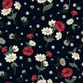 Seamless floral pattern with ditsy flowers. Vector.