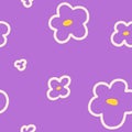 Seamless floral pattern in doodle naive style. Endless background, flowers repeating print. Texture design for textile