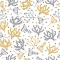 Seamless floral pattern in doodle style. Cute background