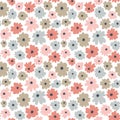 Seamless floral pattern in doodle style with flowers. Pastel color print.