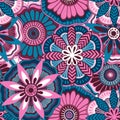 Seamless floral pattern in doodle style