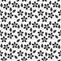 Seamless floral pattern with flower, leaf and circle, black and white color Royalty Free Stock Photo