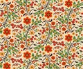 Seamless floral pattern with flowers in Hohloma style Royalty Free Stock Photo