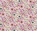 Seamless floral pattern with flowers in Hohloma style Royalty Free Stock Photo