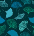 Seamless floral pattern with Ginkgo leaves. Vector graphic background.