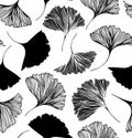 Seamless floral pattern with Ginkgo leaves. Vector graphic background.