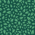 Seamless floral pattern. Green leaves texture on dark green background Royalty Free Stock Photo