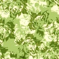 Seamless floral pattern with green roses
