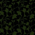 Seamless floral pattern. Pattern with green Silhouette graphics flowers on black background. Alstroemeria. Seamless