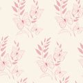 Seamless pattern with hand beautiful colorful butterflies on pink background
