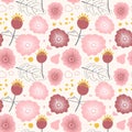 Seamless Floral Pattern in hand drawn boho style
