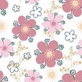 Seamless Floral Pattern in hand drawn boho style