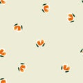 Seamless floral pattern with hand-drawn little orange flowers vector illustration.