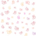 Seamless floral pattern with handdrawn elements on white background.
