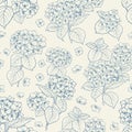 Seamless floral pattern with Hydrangea. Vector illustration.