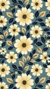 Seamless Floral Pattern Illustration with Repeated Botanical Prints Royalty Free Stock Photo