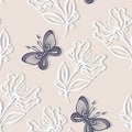 Seamless Floral Pattern with Insects (Vector)