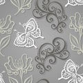 Seamless Floral Pattern with Insects (Vector)