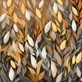 Seamless floral pattern with leaves and branches. Vector background