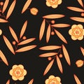 Seamless floral pattern with leaves can be used for textile printing, wallpaper, background