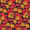 Seamless floral pattern, liberty ditsy print with blooming meadow, small simple flowers. Vector. Royalty Free Stock Photo