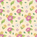 Seamless floral pattern, liberty ditsy print in hippie retro style with cute flowers bouquets. Vector. Royalty Free Stock Photo