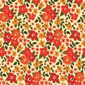 Seamless floral pattern, liberty ditsy print with small and cute flowers, leaves, simple bouquets. Vector. Royalty Free Stock Photo